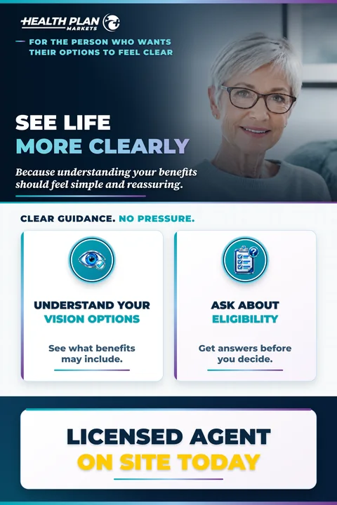 See Life More Clearly vision benefits A-frame sign.