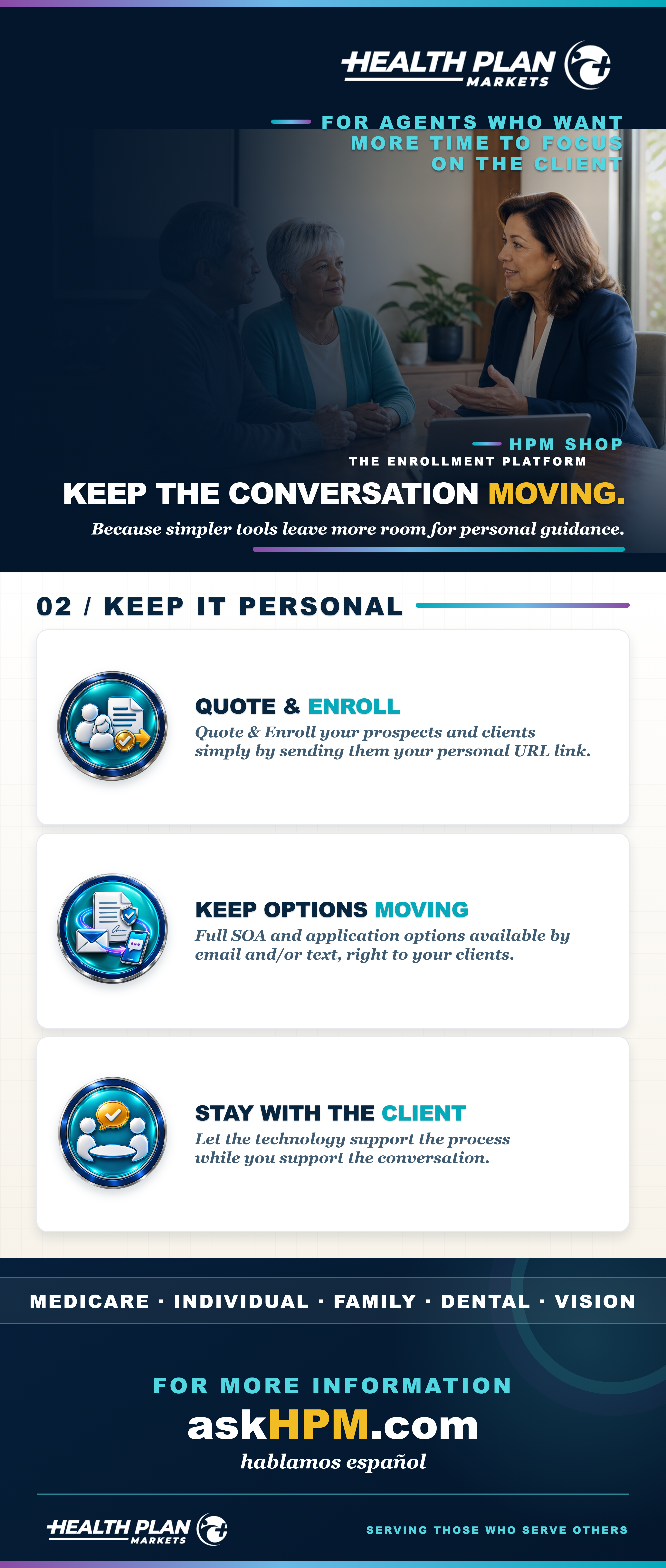 HPM Shop complementary Banner B focused on the client conversation.