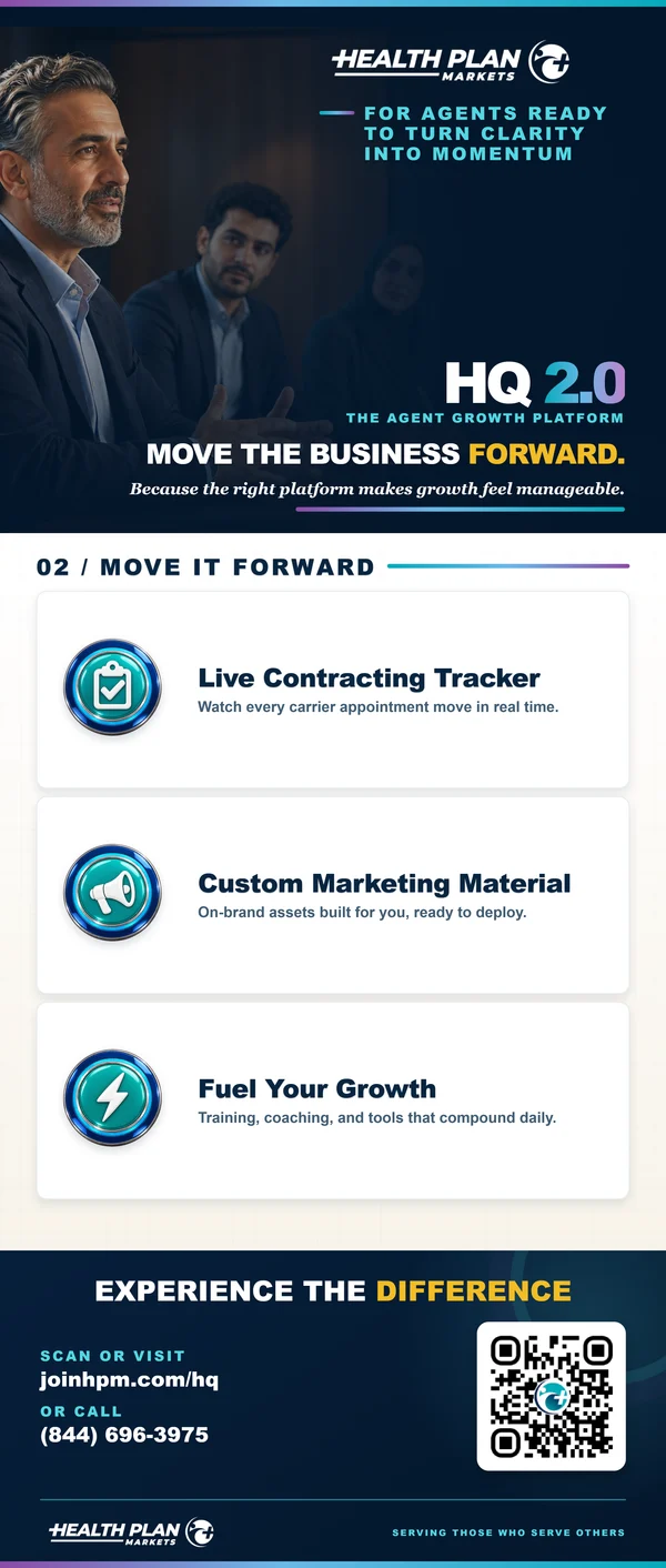 HQ 2.0 complementary Banner B focused on moving the business forward.