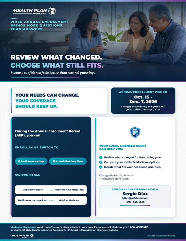 Annual Enrollment Period guidance flyer.