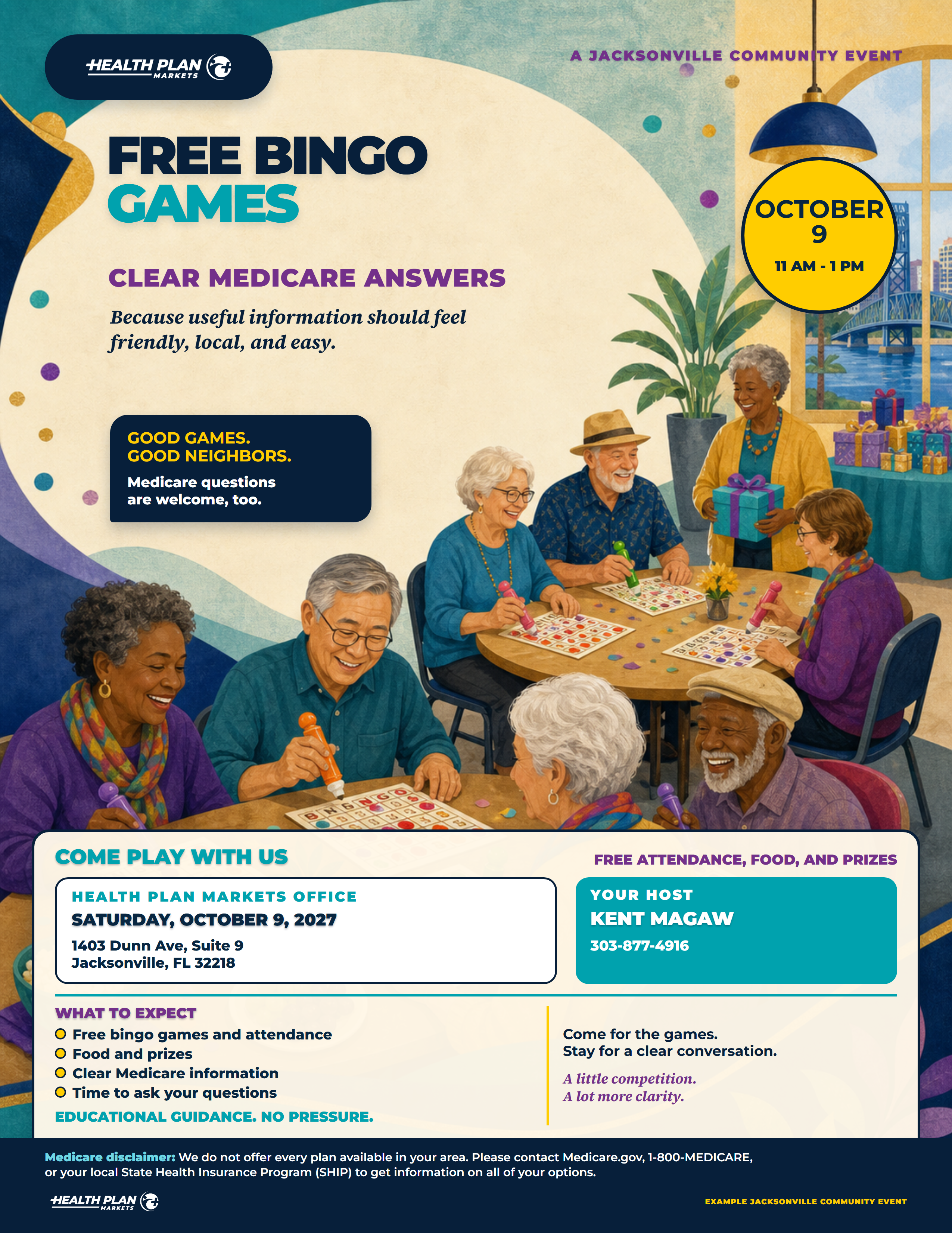 Bingo Games community event flyer, Neighborhood Social concept.