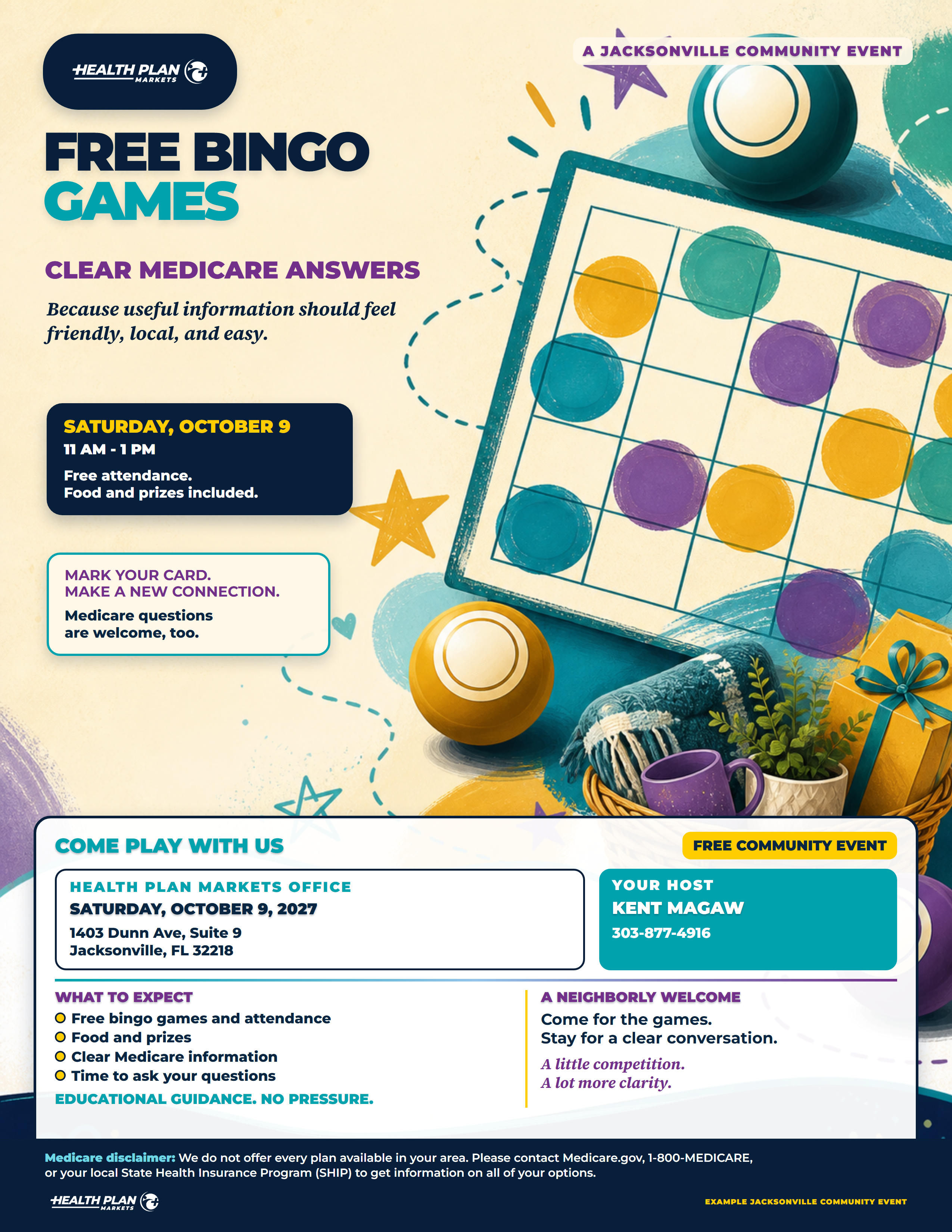 Bingo Games community event flyer, Lucky Dauber concept.