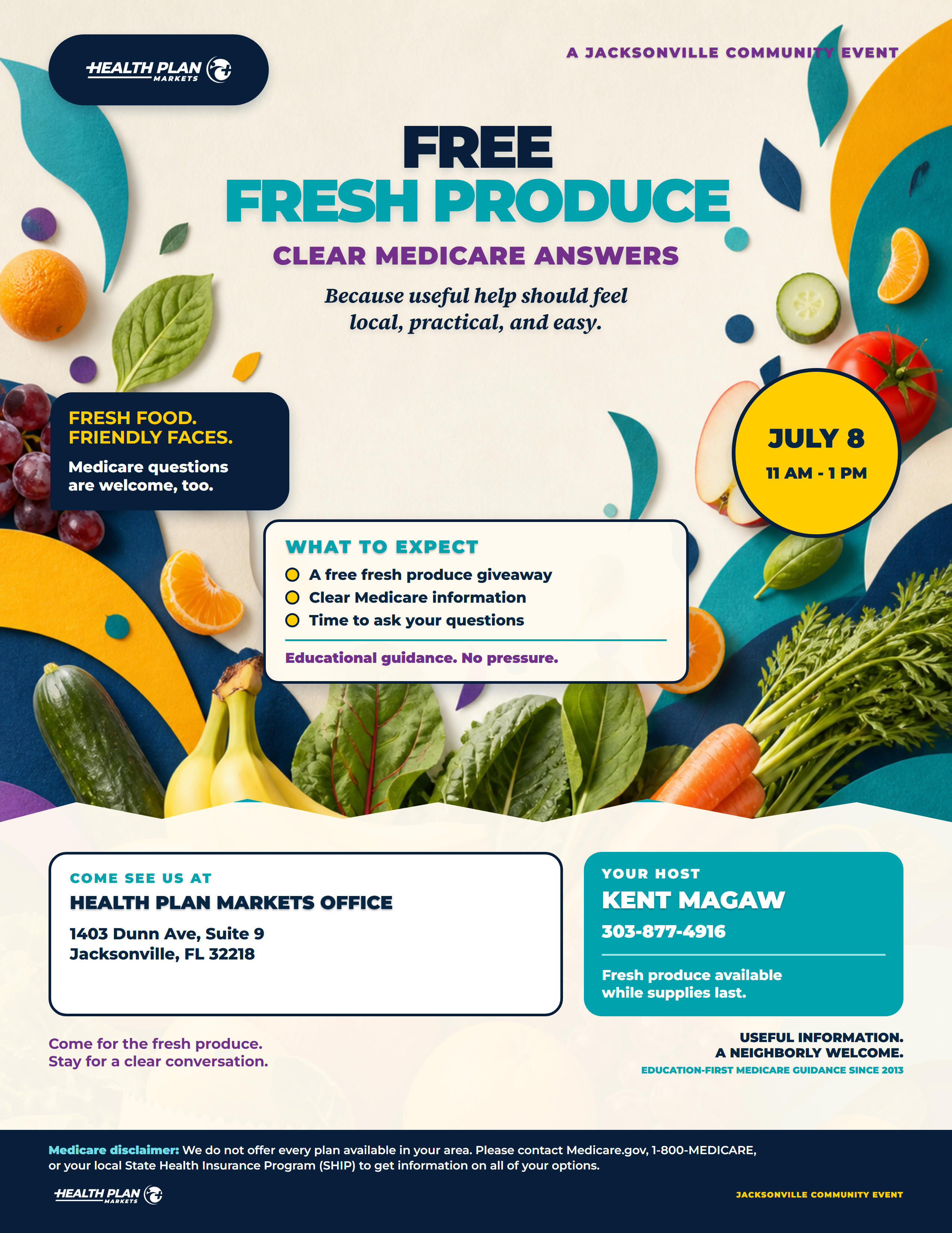 Fresh Produce Giveaway community event flyer, Produce Parade concept.