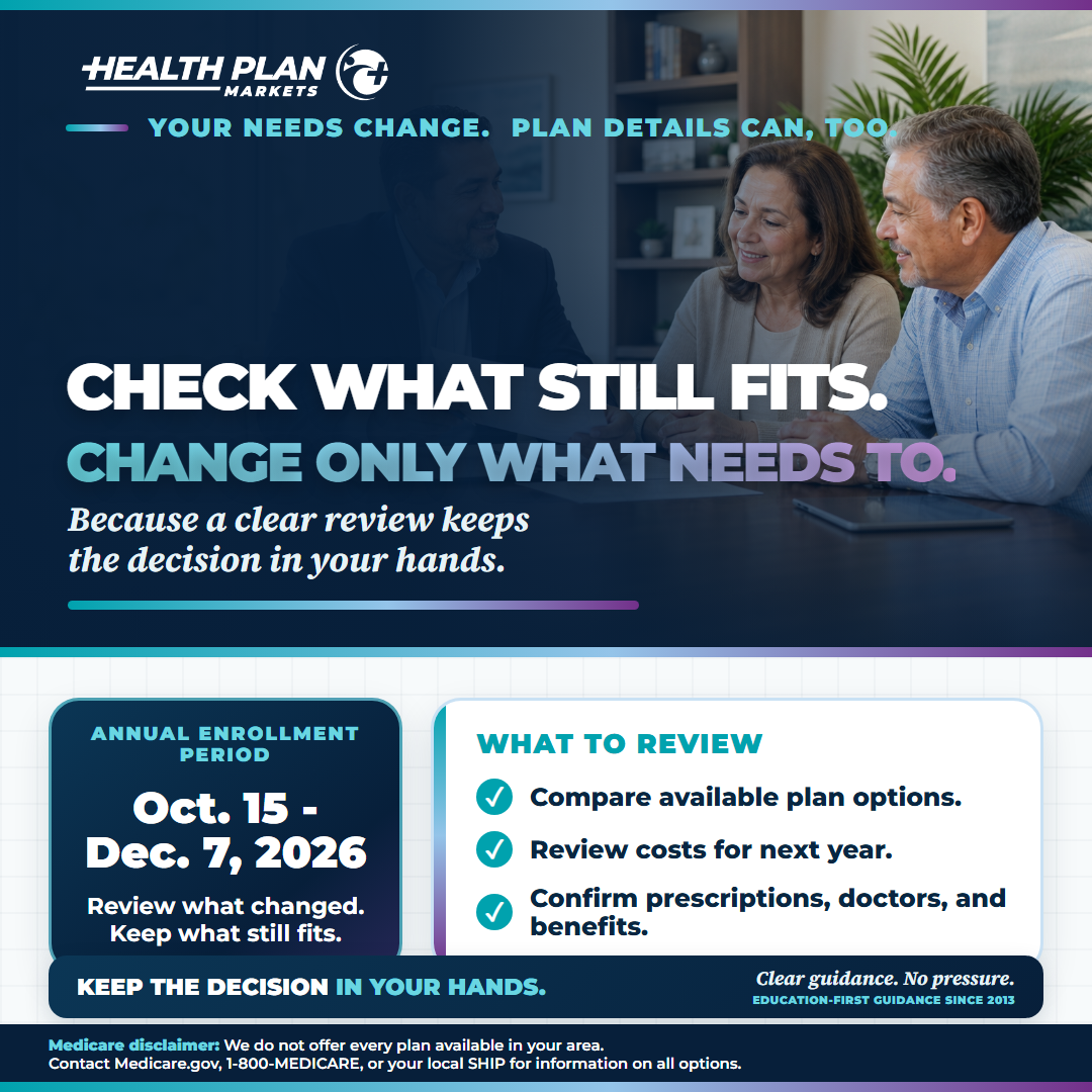 Medicare Plan Review square social media post.
