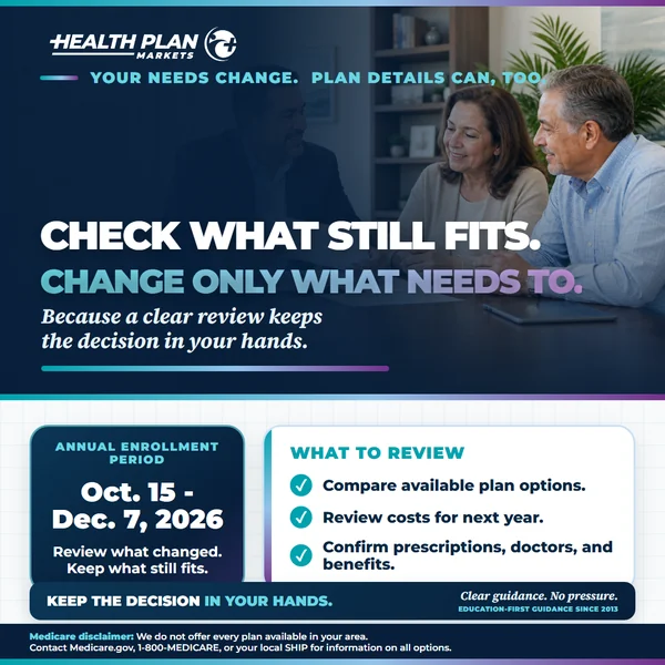 Medicare Plan Review square social media post.