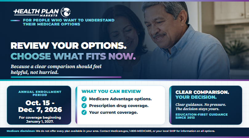 Review Your Options Annual Enrollment Period landscape social media creative.