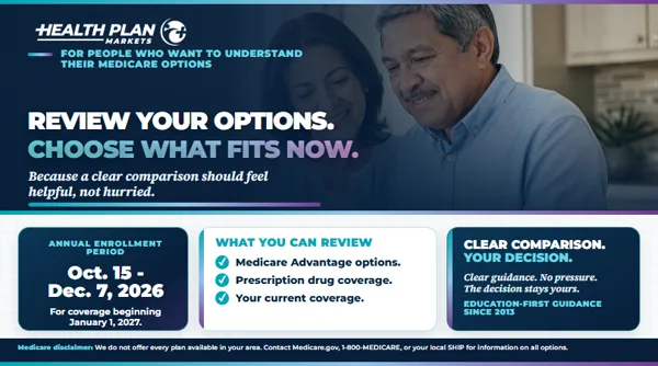 Review Your Options Annual Enrollment Period landscape social media creative.