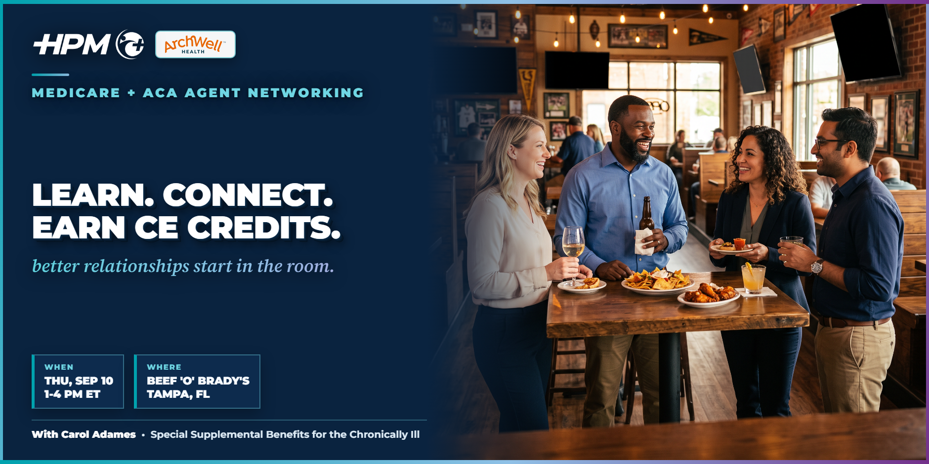 HPM x ArchWell Eventbrite cover banner for the September 10 Tampa CE networking event